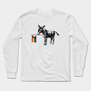 Progressive Pride Inclusive Flag Democratic Donkey Long Sleeve T-Shirt